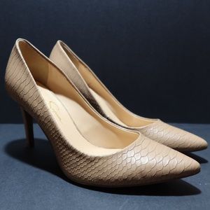Jessica Simpson Levin Nude Faux Leather Heels